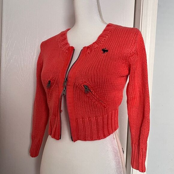 Abercrombie and Fitch Zip Orange Sweater / Crop Cardigan - Picture 4 of 5